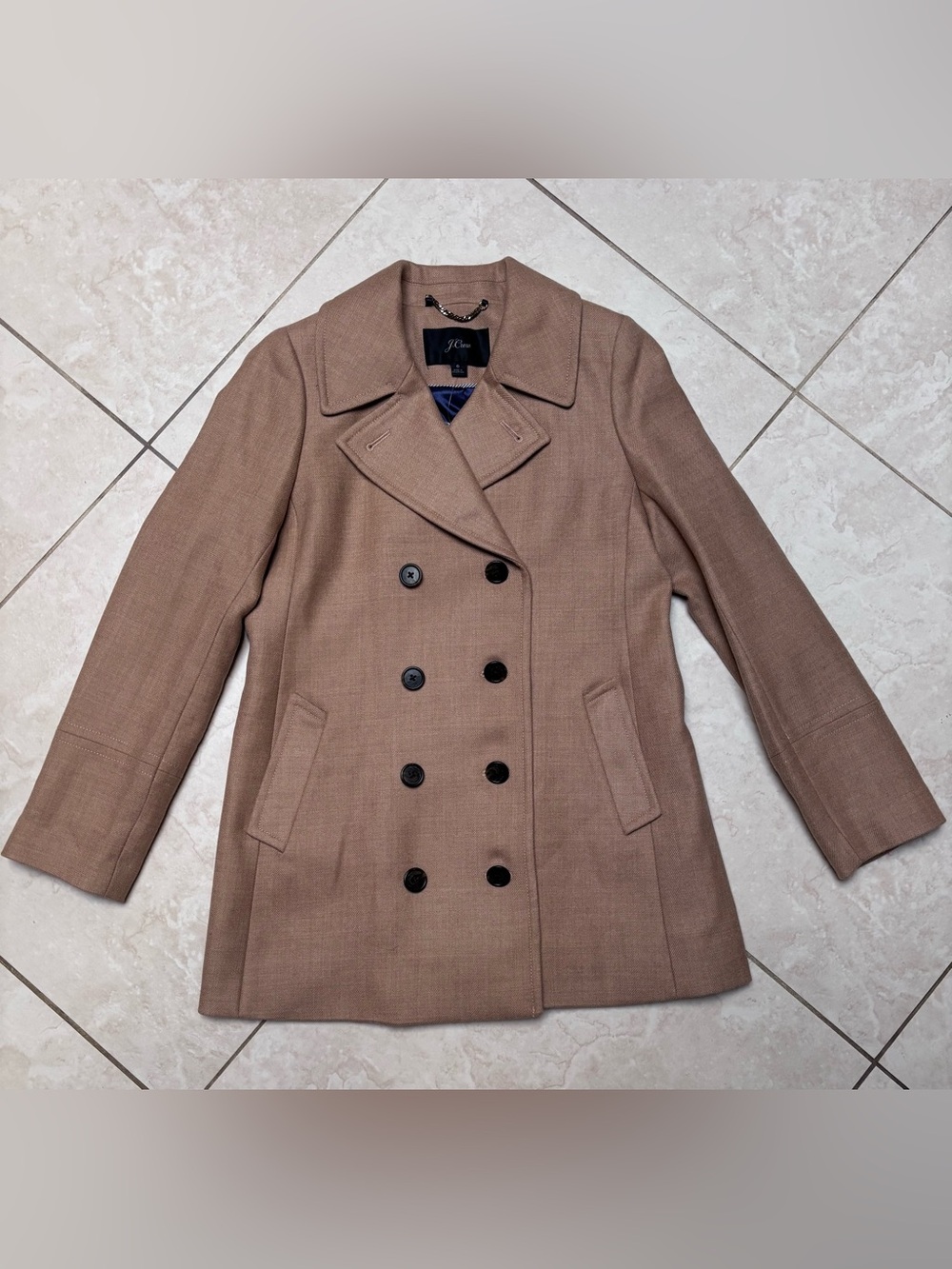 J. Crew Double-Breasted Peacoat in Taupe Brown